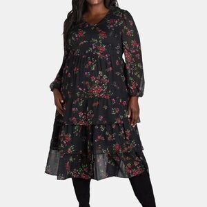 Time and Tru Ruffled Pink and Red Midi Sundress